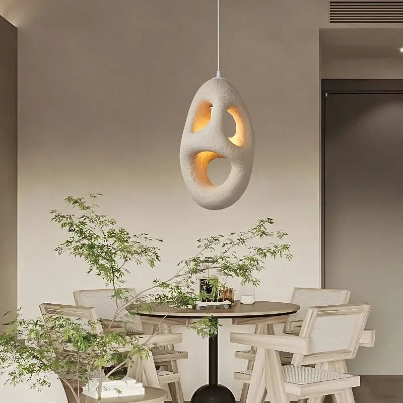 Sculptural Japandi Pendant Lamp Resin Light Fixtures for Dining Room Kitchen Living
