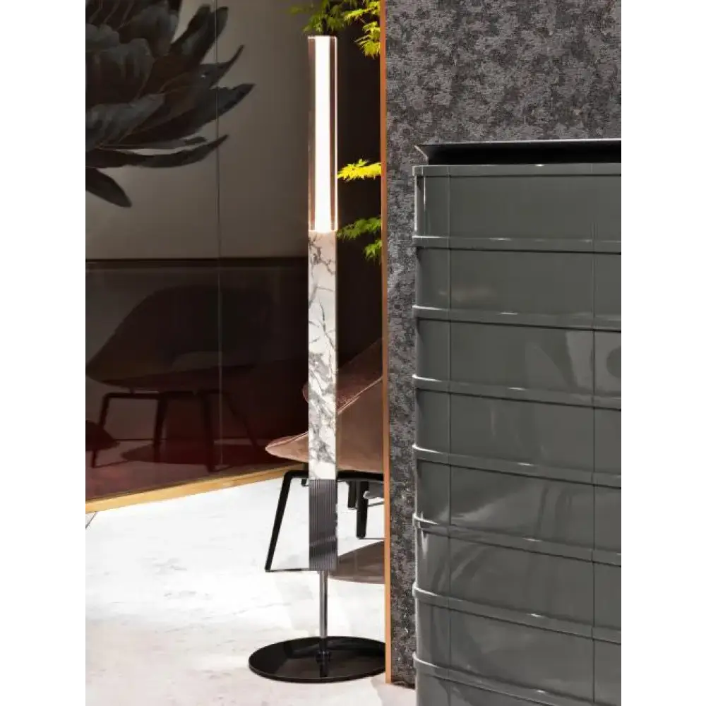 Sculptural Marble Torchiere Floor Lamp | Dimmable Led Light - Lamps