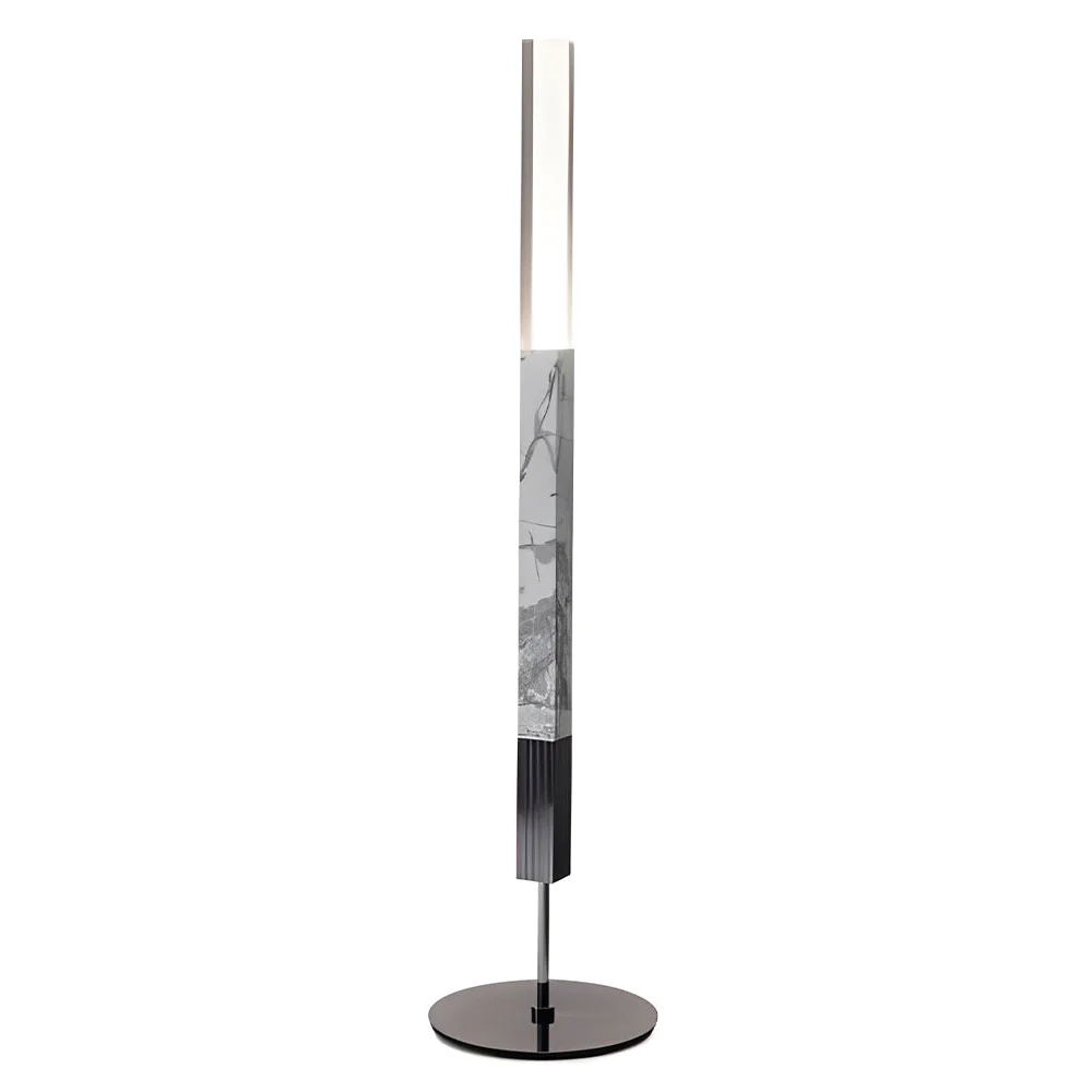 Sculptural marble torchiere floor lamp full view