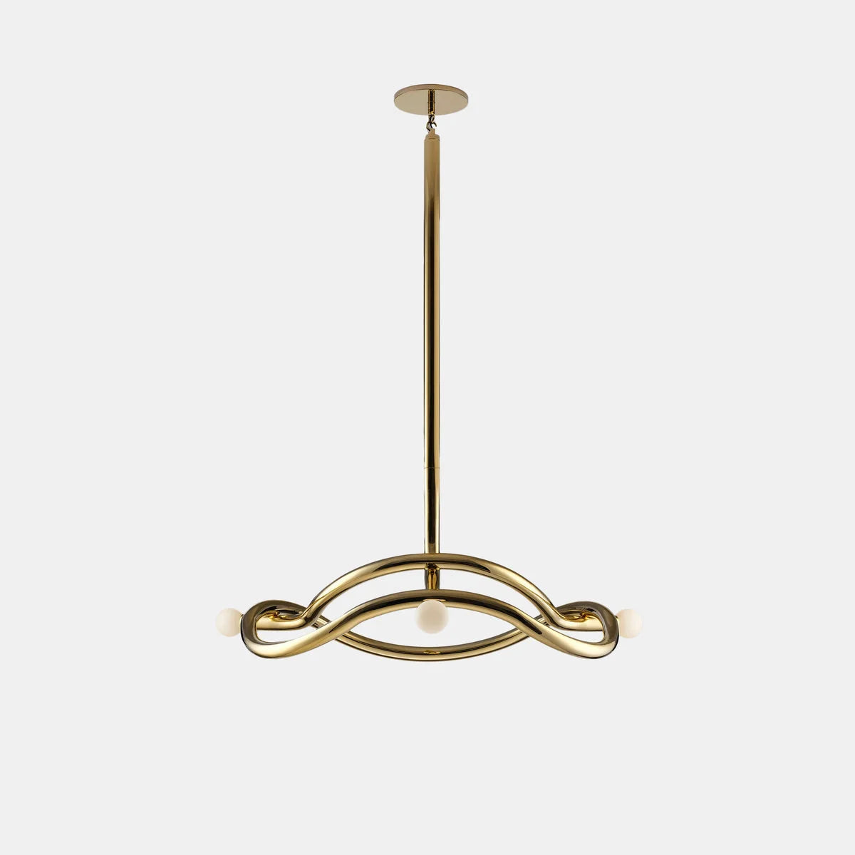 Sculptural Mid Century Chandelier – Bronze & Opal Glass Lighting