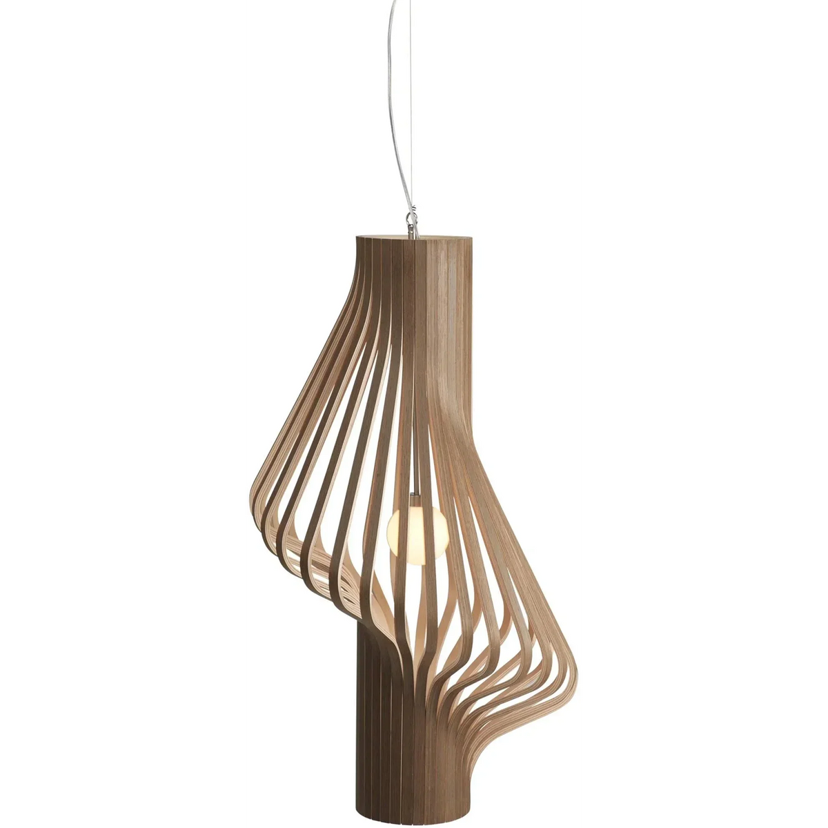 Bentwood Pendant Light for Kitchen Island or Dining Table | 48 Cm (18.9″) Walnut Ash Frosted Globe Casalola Lights
