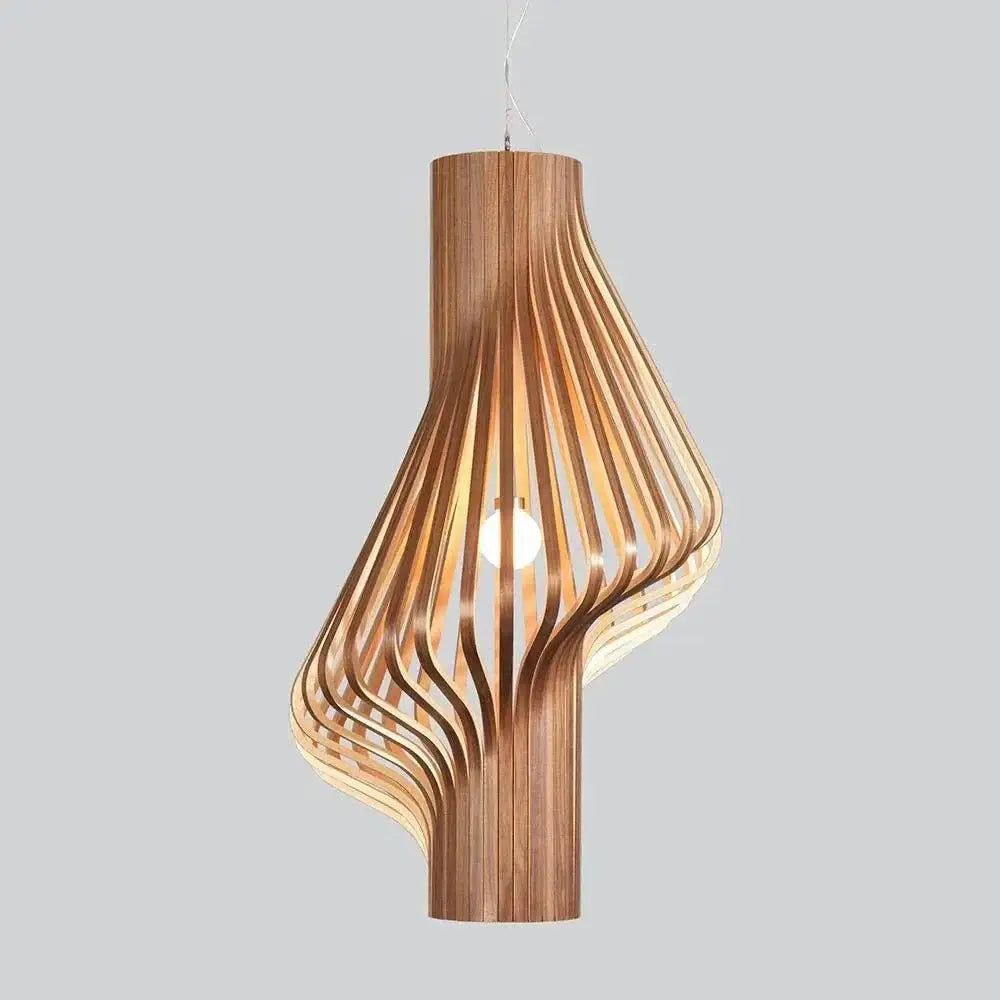Curved Wood Pendant Lamp | Japandi Kitchen Island Light - Lamps
