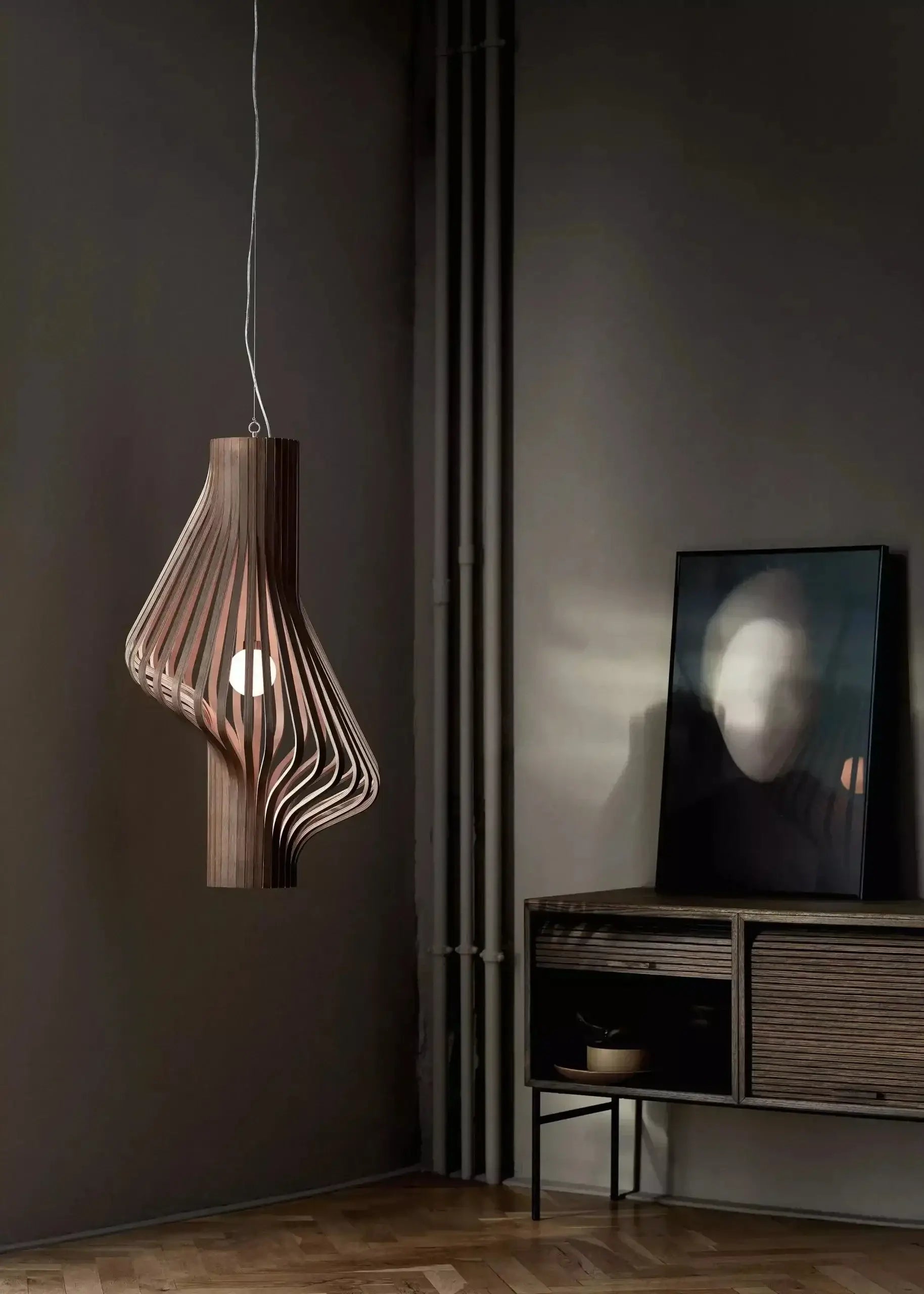 Curved Wood Pendant Lamp | Japandi Kitchen Island Light - Lamps