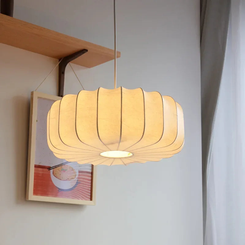Silk Lampshade Pendant Light Fixtures for Dining Room Bedroom Living