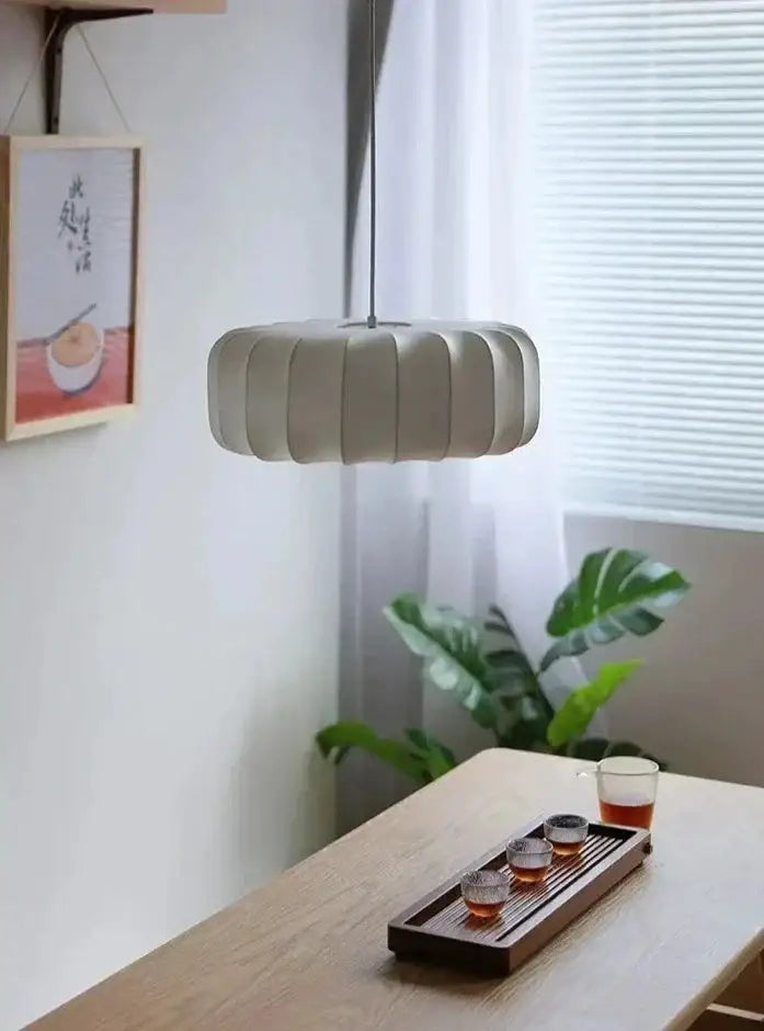 Silk Lampshade Pendant Light Fixtures for Dining Room Bedroom Living - Lamps