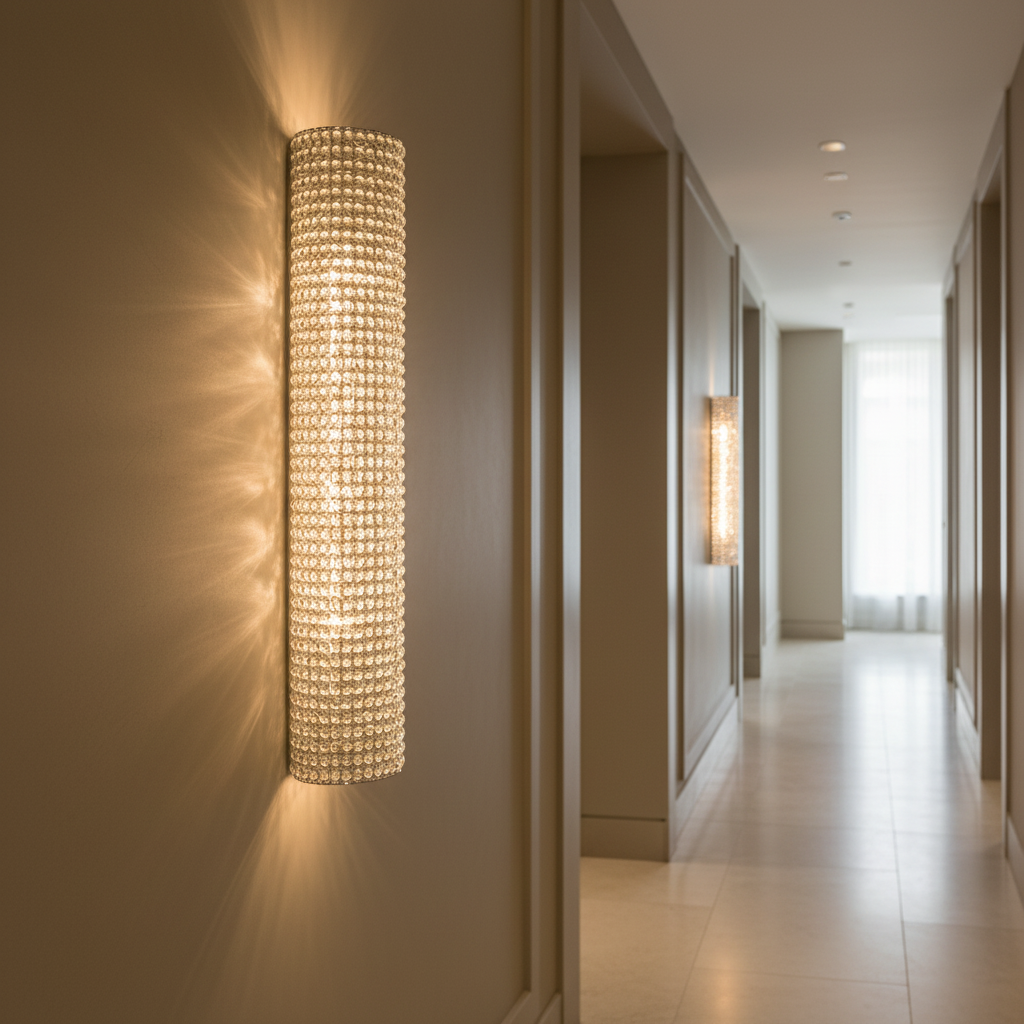 Silver Crystal Wall Sconce | Hand-cut K9 Column 53-90cm Contemporary Hallway & Dining Casalolalights Luxury Lamps