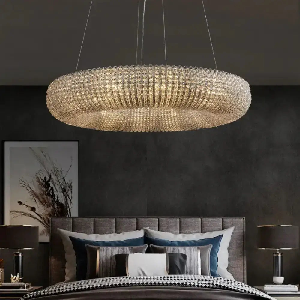 Luxury Crystal Ring Chandelier | Silver Grand Modern Statement Light - Chandeliers