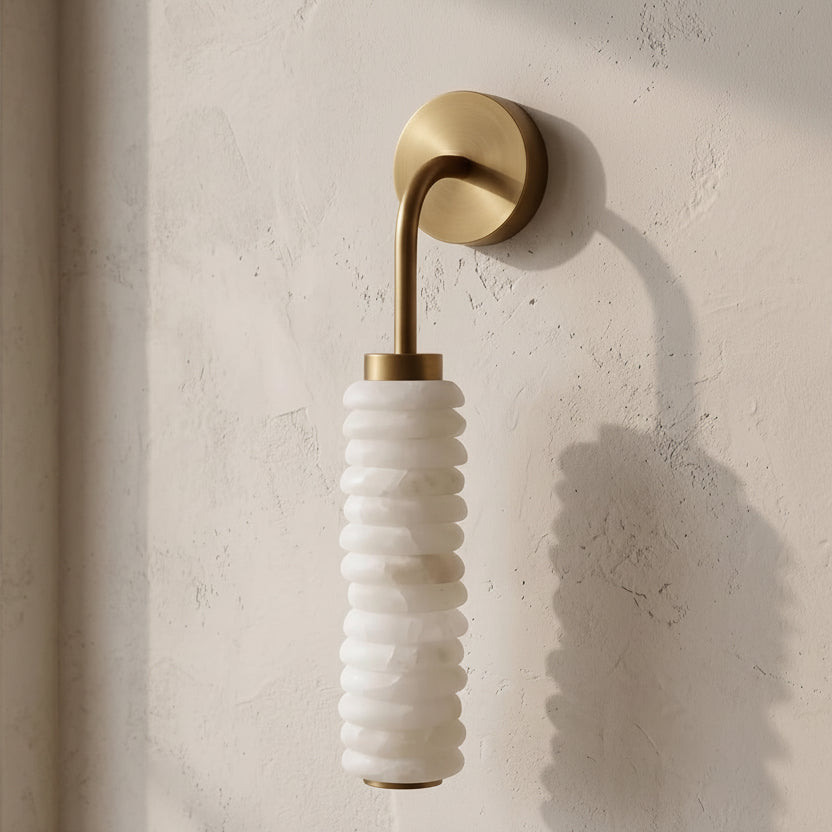 Alabaster Wall Sconce for Hallway and Bedside | Brass Mount Tall Column 45 Cm Casalola Lights Luxury Lamps Interior