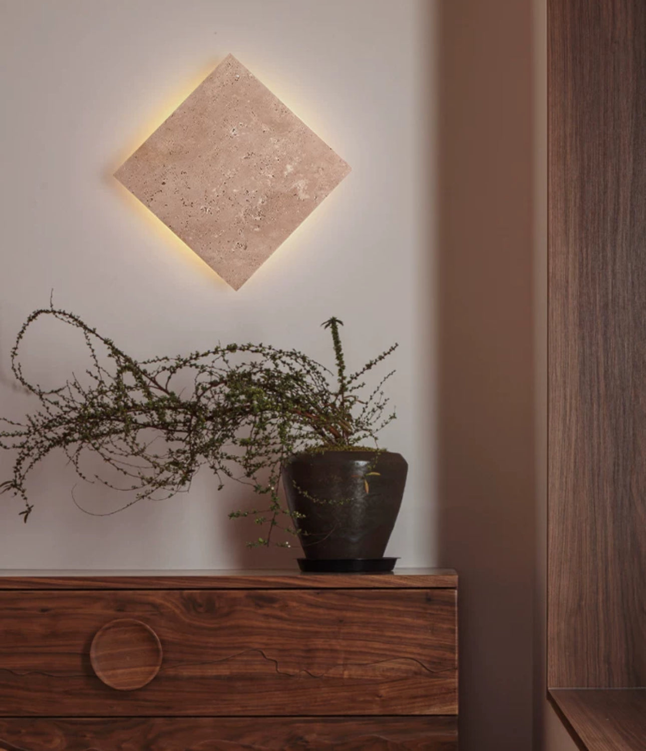 Minimalist Marble and Stone 25x25cm Warm Led Lighting Intelligent Control - Wall Sconces