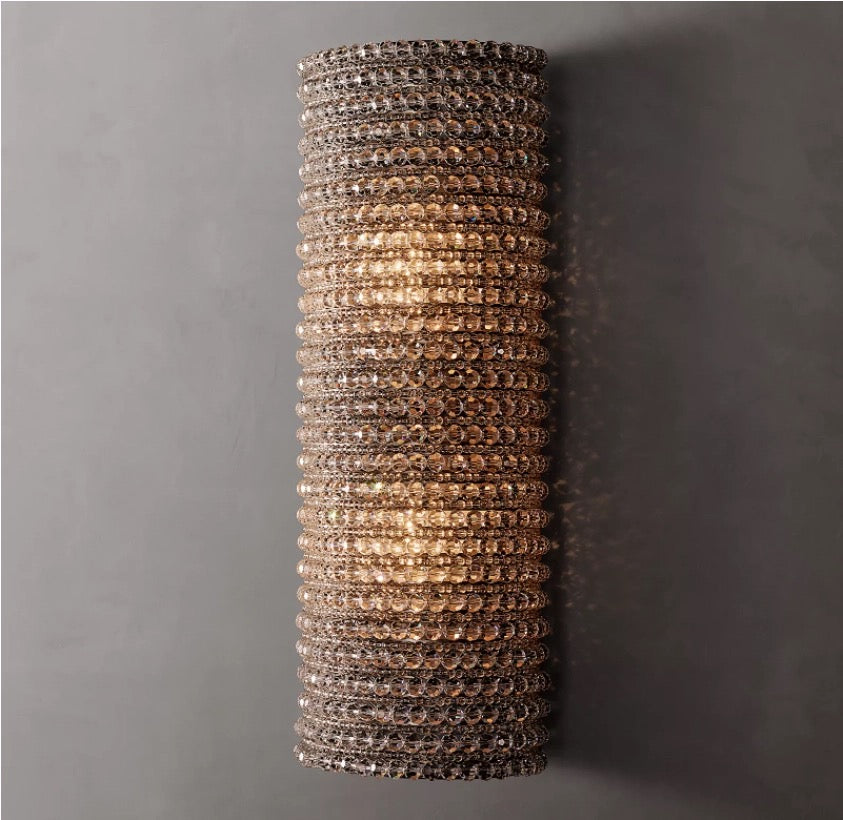 Art Deco Crystal Wall Sconce – K9 Tube Light Amber Casalolalights Luxury Lamps for Interior Designers