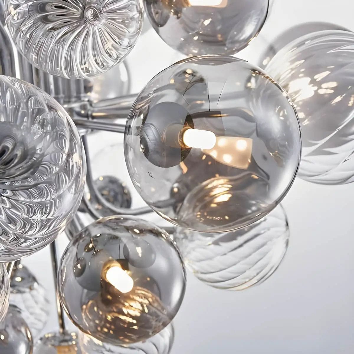 Modern Ball Glass Bubble Chandelier for Dining Room – Smoked Grey Finish | Casalola Lights - Chandeliers