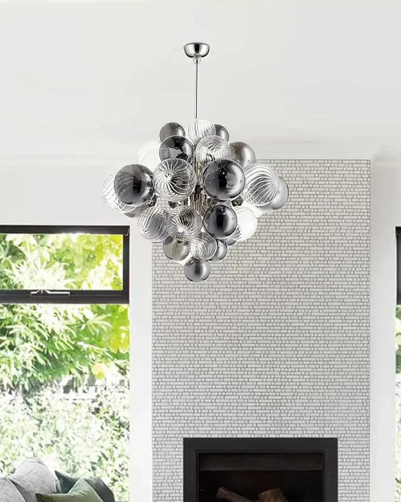 Modern Ball Glass Bubble Chandelier for Dining Room – Smoked Grey Finish | Casalola Lights - Chandeliers