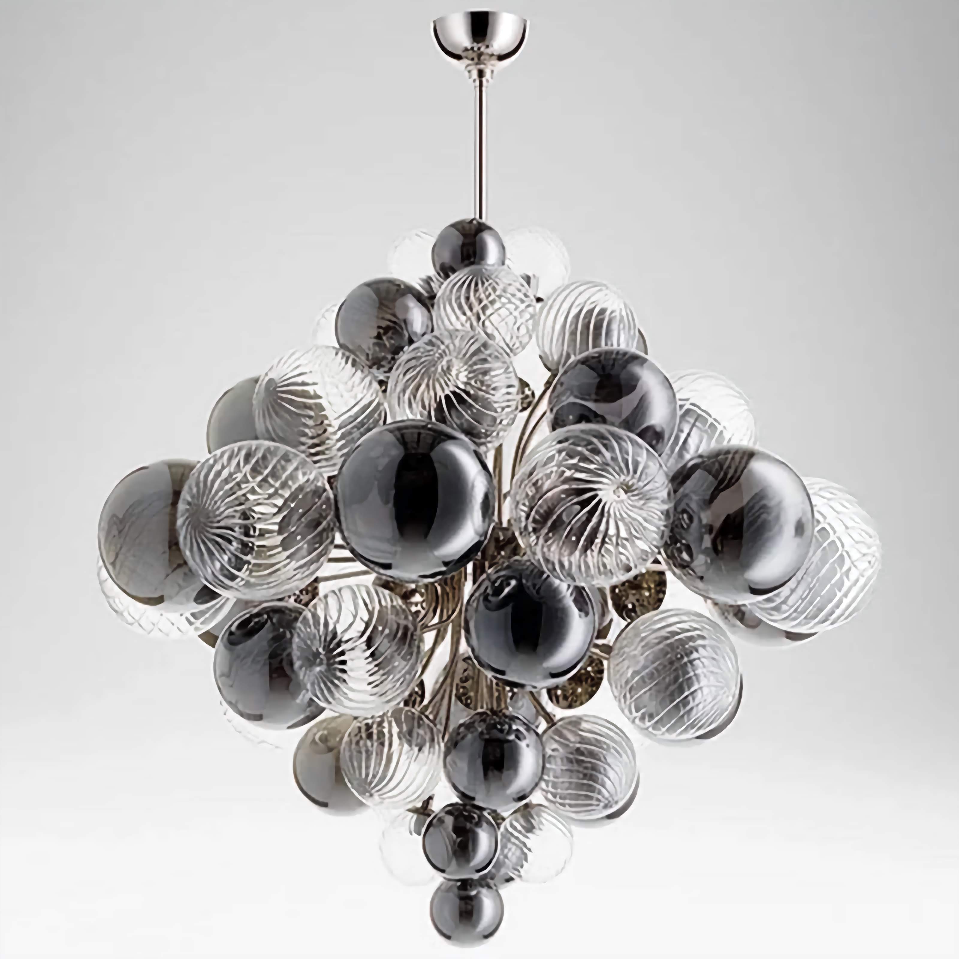 Modern Ball Glass Bubble Chandelier for Dining Room – Smoked Grey Finish | Casalola Lights