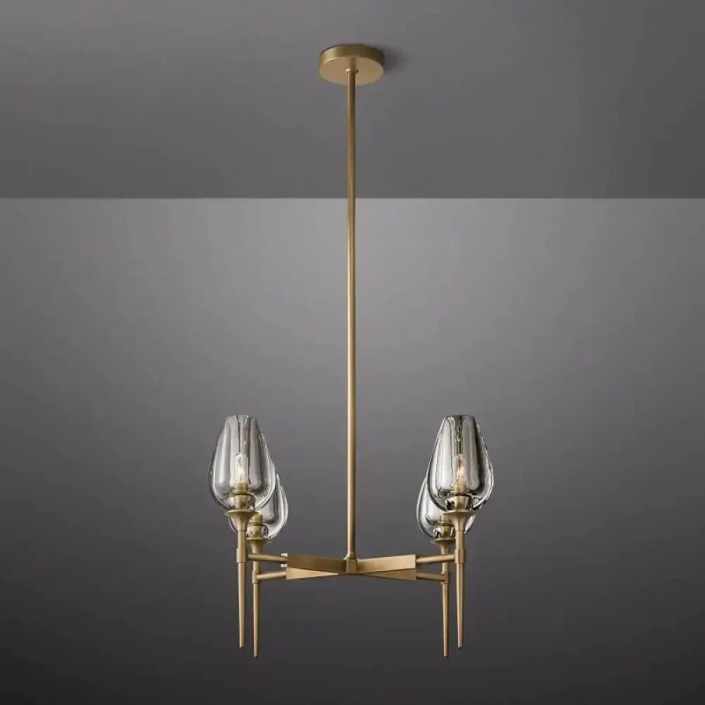 Smoked Glass Candle Chandelier | Modern Brass Fixture for Dining Room - Chandeliers