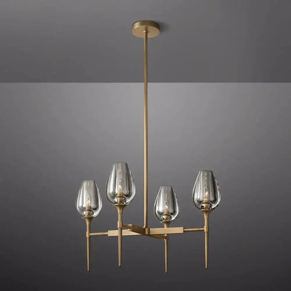 Smoked Glass Candle Chandelier | Modern Brass Fixture for Dining Room - Chandeliers