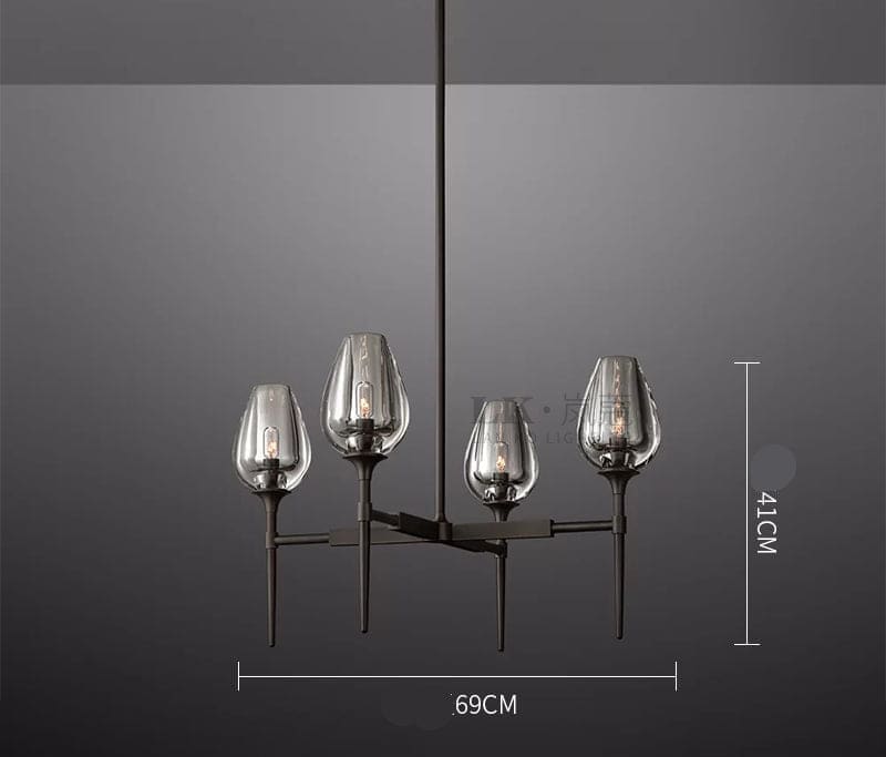 Smoked Glass Candle Chandelier | Modern Brass Fixture for Dining Room - Chandeliers
