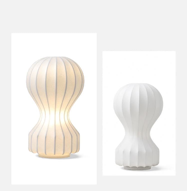 Japandi Table Lamp - Resin and Silk Available in Three Sizes Wabi-sabi Style - Lamps