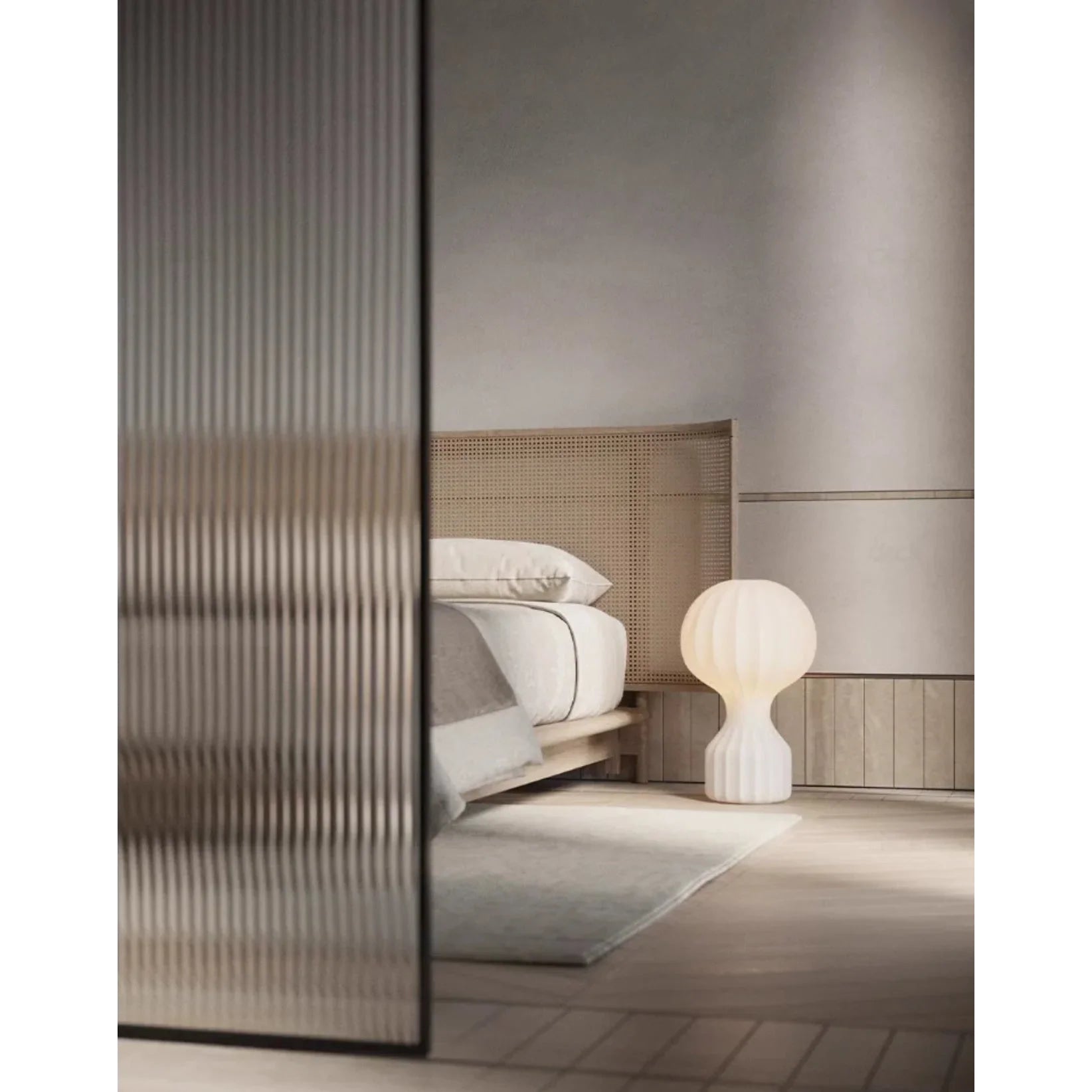 Japandi Table Lamp Resin and Silk Available in Three Sizes Wabi Sabi Style