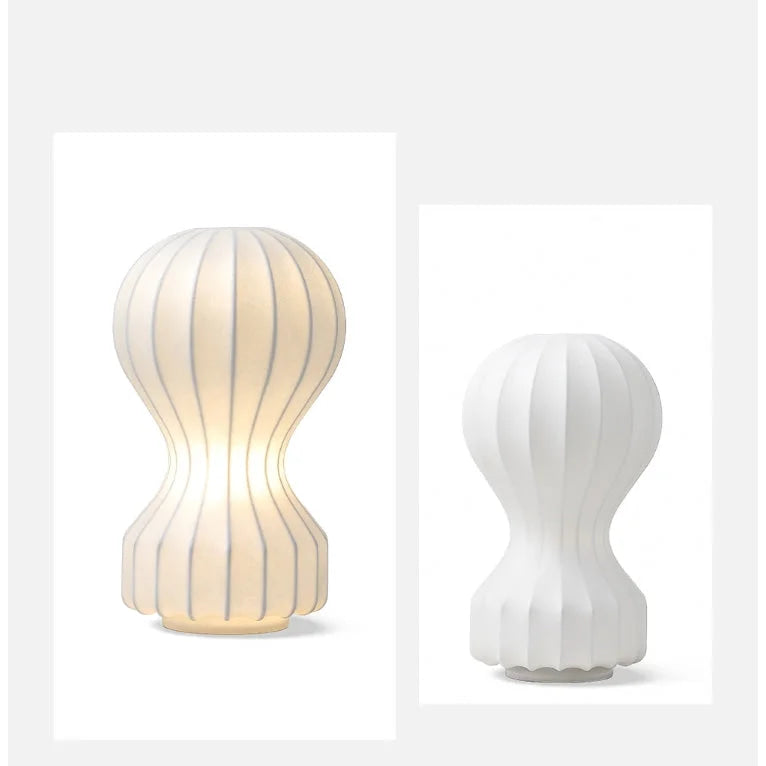 Japandi Table Lamp Resin and Silk Available in Three Sizes Wabi Sabi Style