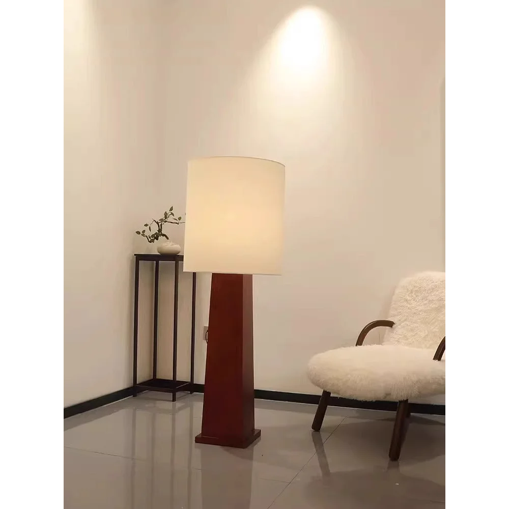 Solid Wood Column Floor Lamp | Atelier Moro Minimalist Linen Drum Shade Ul Listed