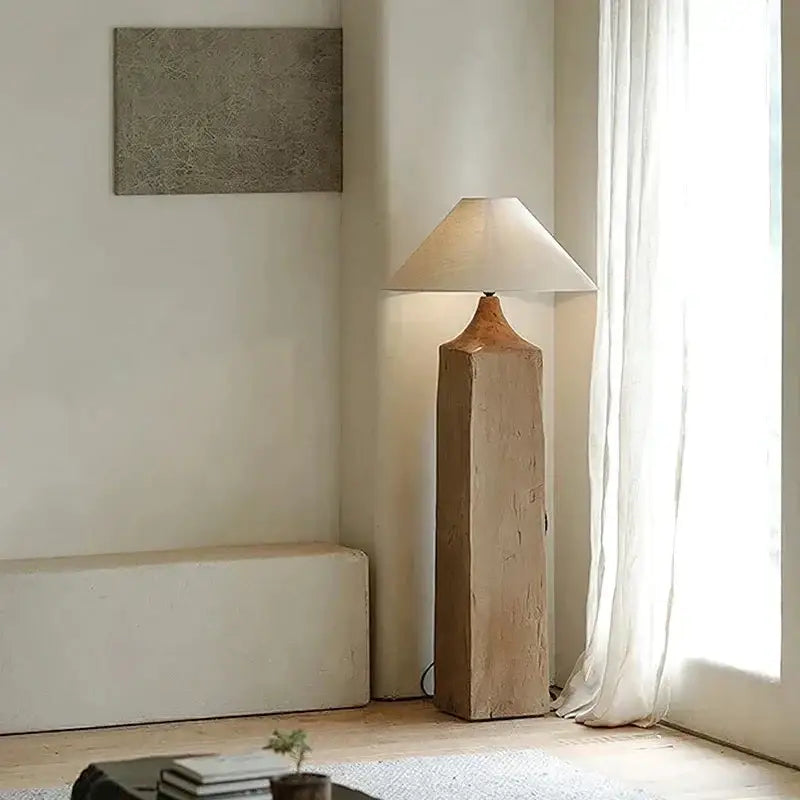 Solid Wood Columnar Floor Lamp for Living Room Bedroom Minimalist Design Japandi - Lamps