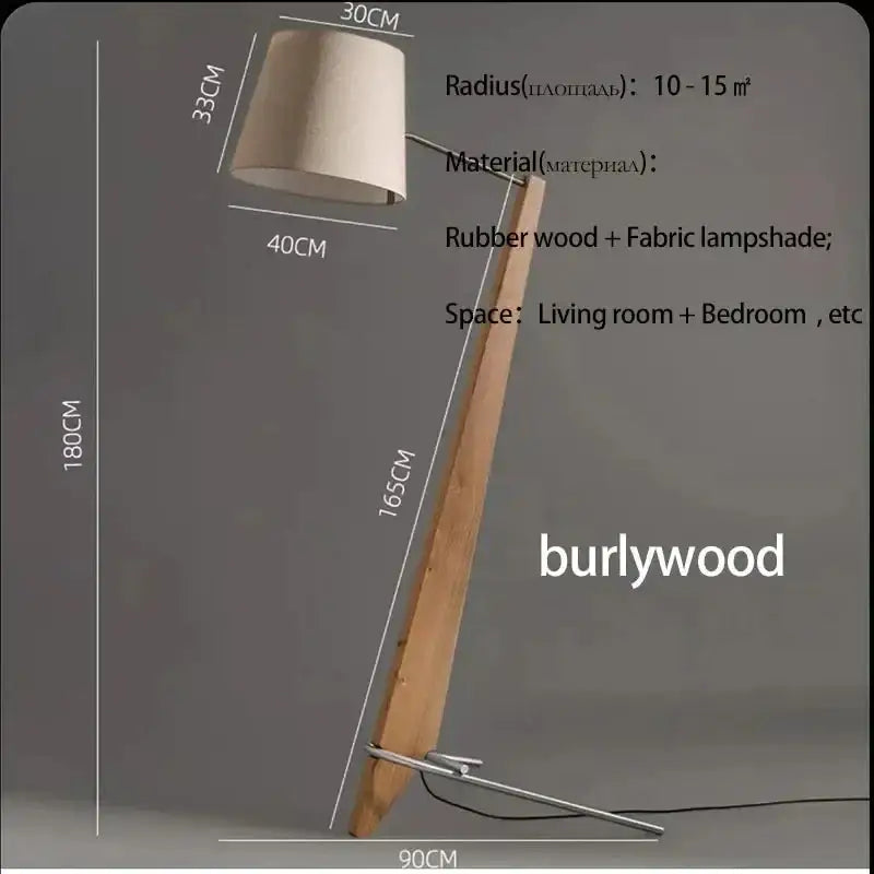 Solid Wood Giant Floor Lamp for Living Room Bedroom Japandi Lamps