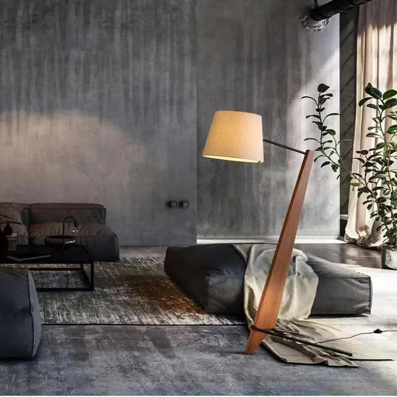 Solid Wood Giant Floor Lamp for Living Room Bedroom Japandi Lamps