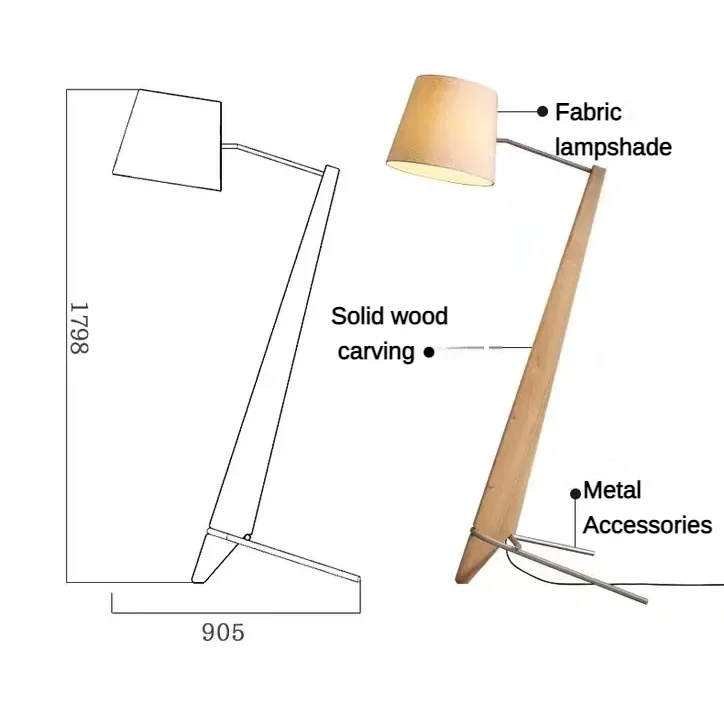 Solid Wood Giant Floor Lamp for Living Room Bedroom Japandi Lamps