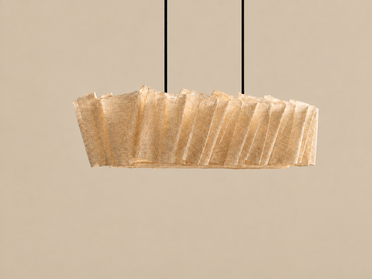 Handwoven Abaca Linear Chandelier for Kitchen Island | 100cm & 120cm Coastal Dining Table Casalolalights Luxury Lamps