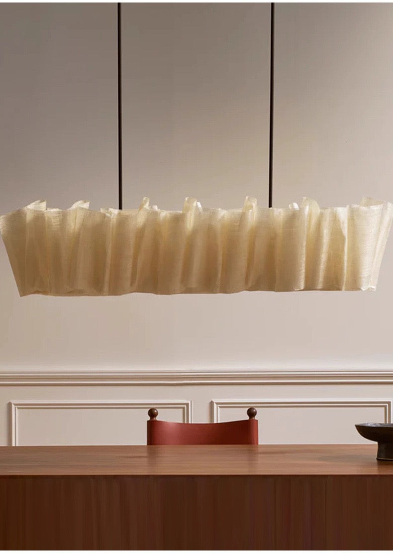 Woven Abaca Fiber Linear Chandelier for Dining Table or Kitchen Island Japandi Coastal Pendant Light Casalolalights