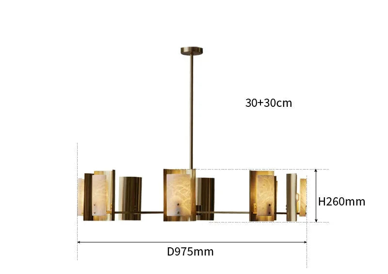 Spanish Alabaster Round Chandelier | Brass Modern Dining Room Light