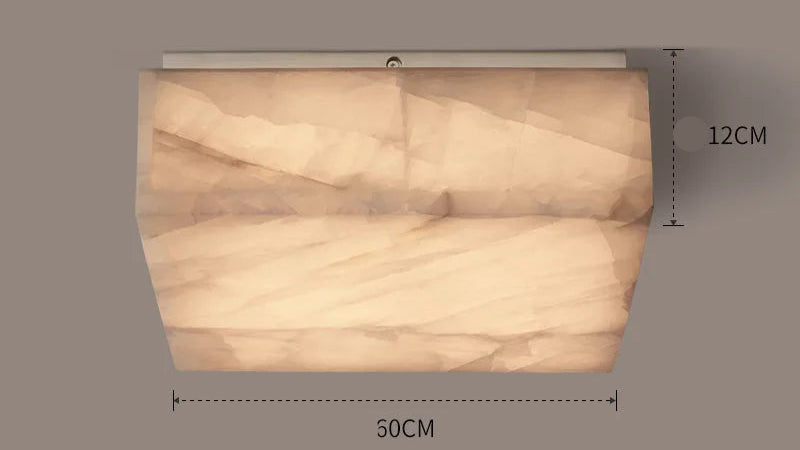 Square Alabaster Flush Mount Ceiling Light | Modern Natural Stone Fixture for Hallway Closet or Powder Room