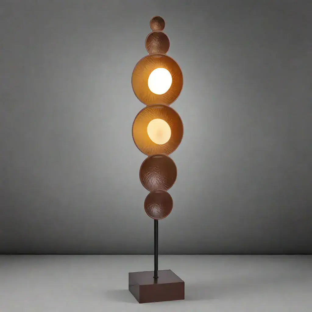 Stacked Wood Floor Lamp | Japandi Sculptural Lighting - Lamps