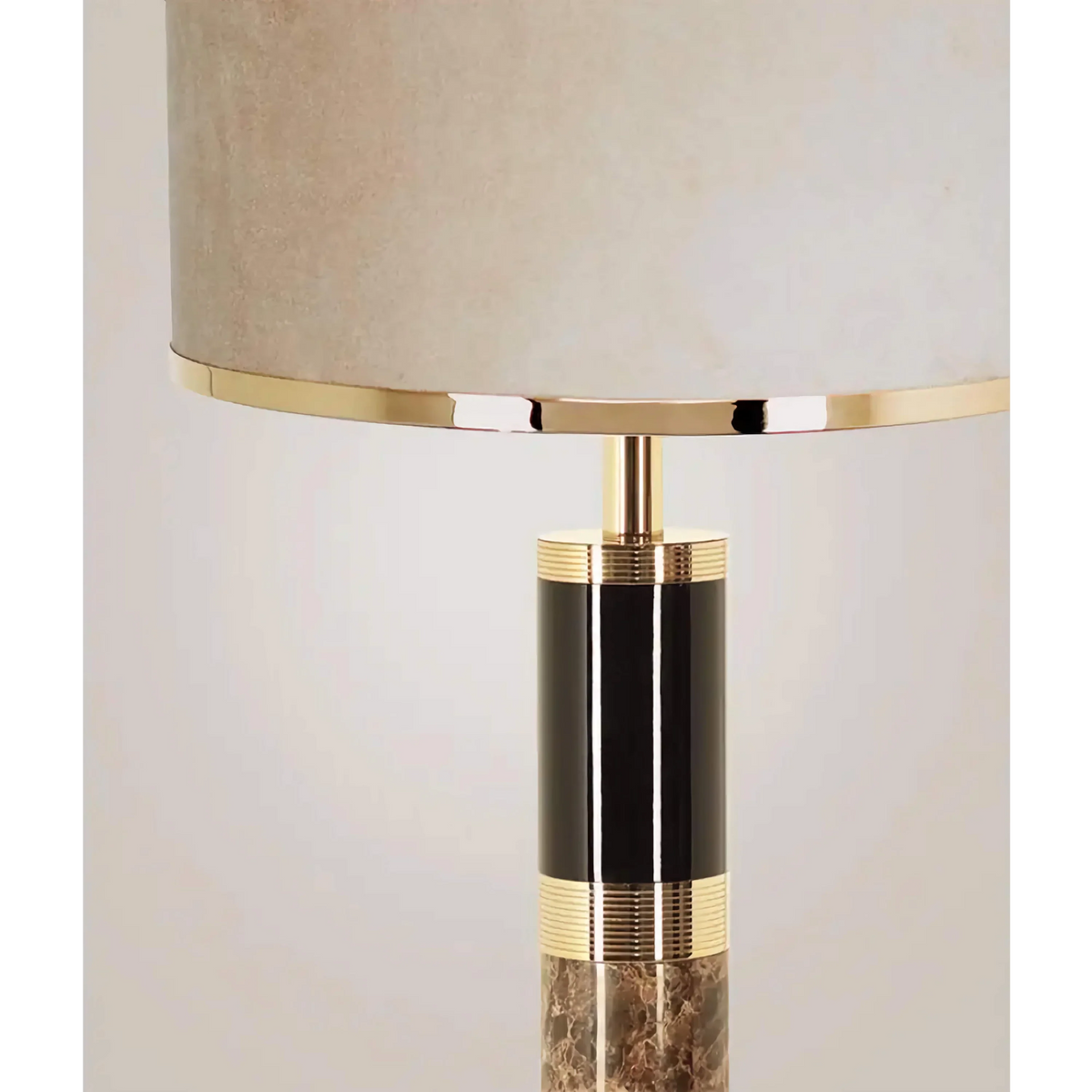 Genuine Striped Marble Floor Lamp Gold Brass & Velvet | Tall Sofa-side Light Art Deco Weighted Base Casalola Lights