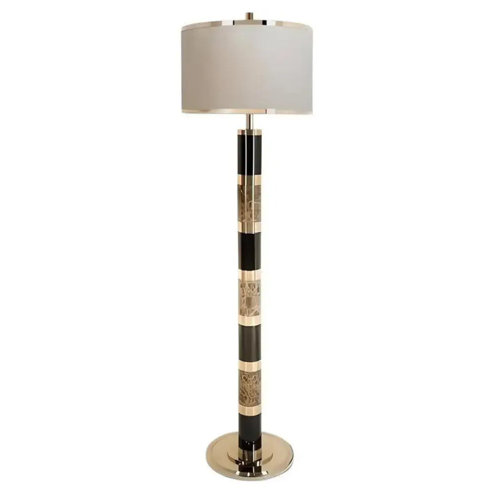 Striped Marble & Brass Floor Lamp | Art Deco Statement Piece - Lamps