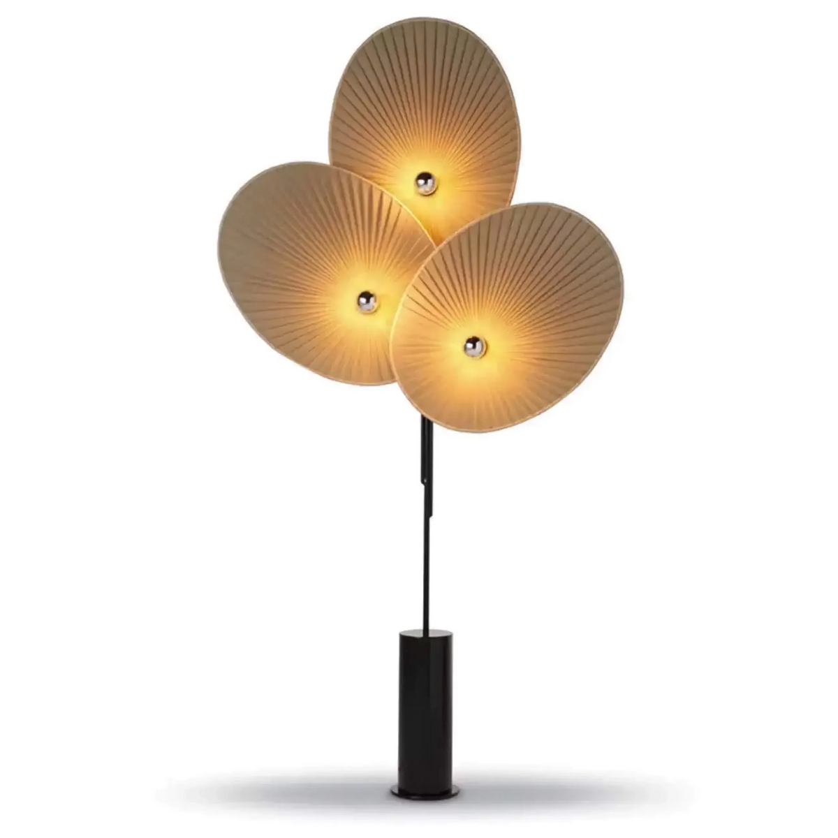 Pleated Linen 3 Light Floor Lamp Weighted Base | Tall Fan Shades 4 Colors Dimmable Option Art Deco Casalola Lights