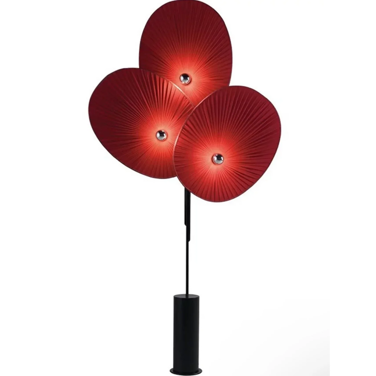 Pleated Linen 3 Light Floor Lamp Weighted Base | Tall Fan Shades 4 Colors Dimmable Option Art Deco Casalola Lights