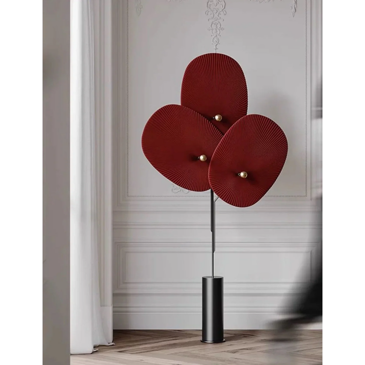Floor Lamp 190cm | Pleated Linen Fan-shade Statement Art Deco Mid-century Living Room & Foyer Casalolalights Luxury