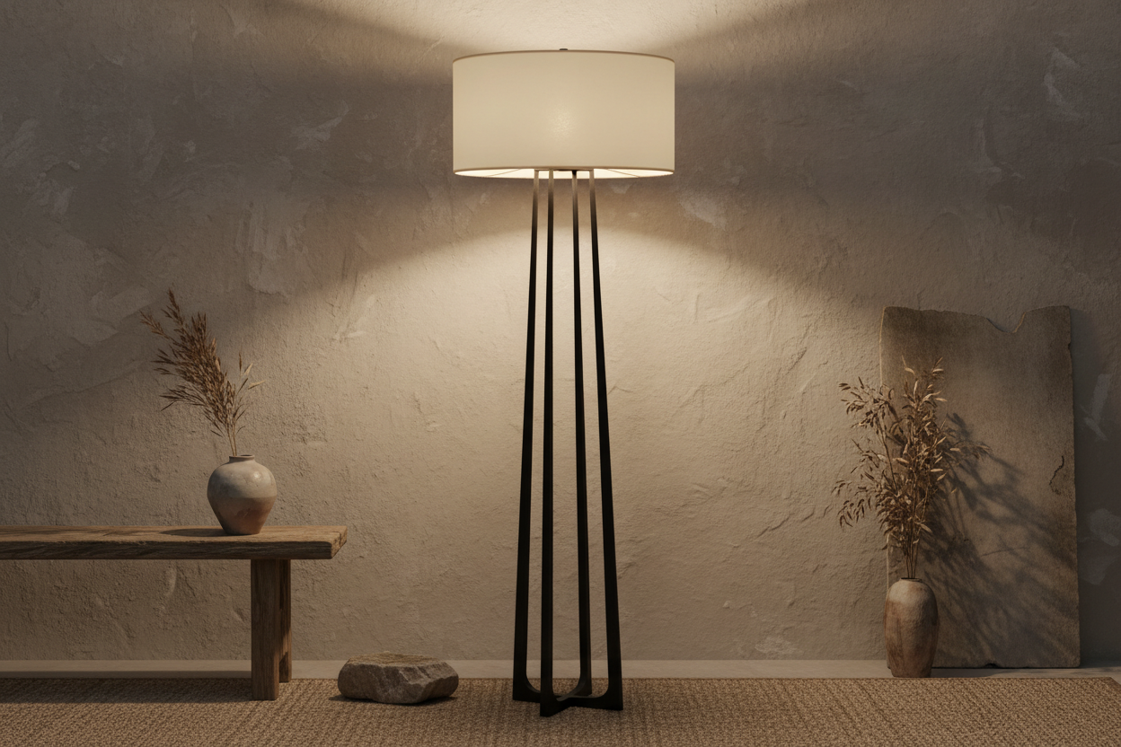 Modern Black Iron Floor Lamp with Drum Shade – Tall Designer Lighting for Living Room Casalolalights Luxury Lamps