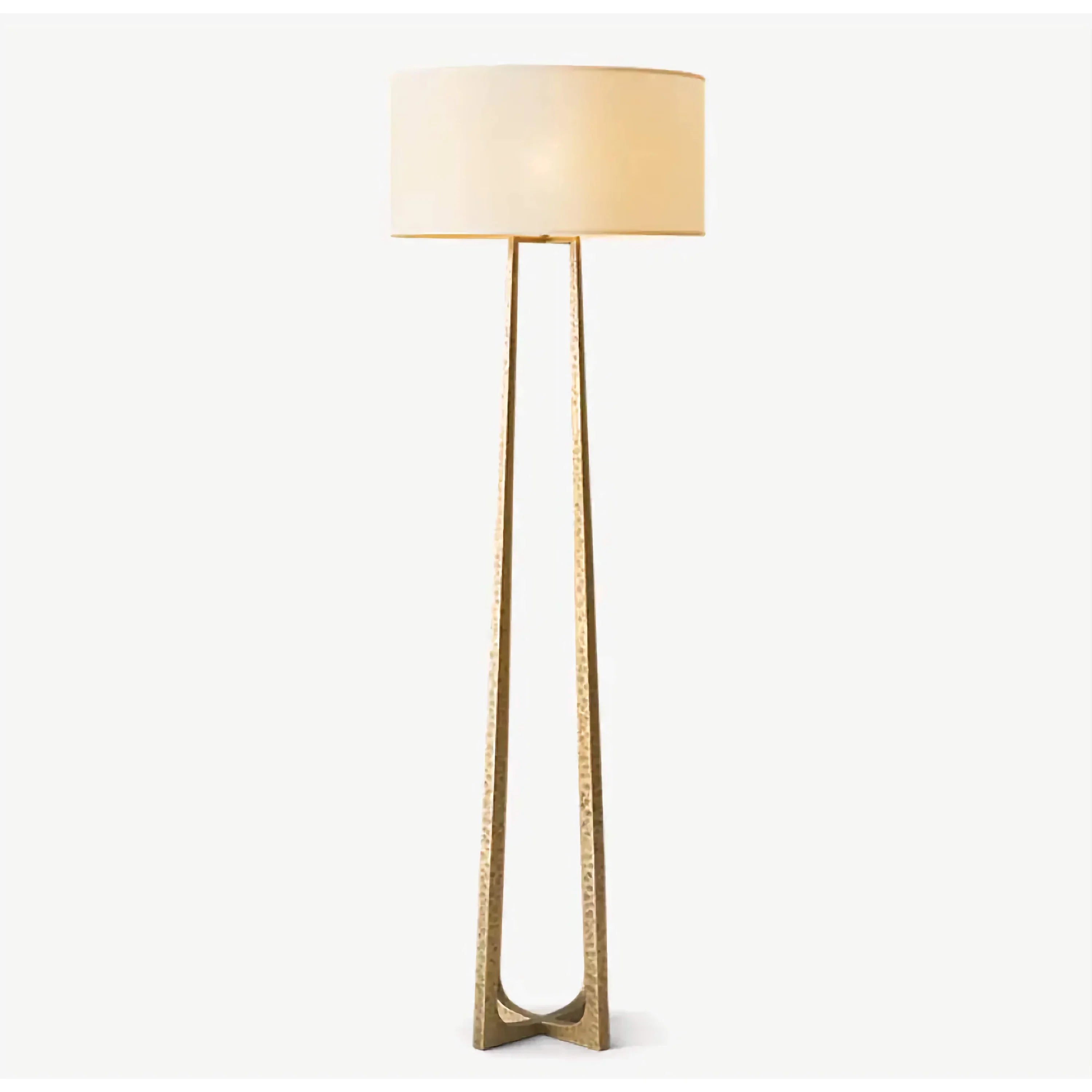 Hand Forged Iron Tripod Floor Lamp | Sculptural Drum Shade