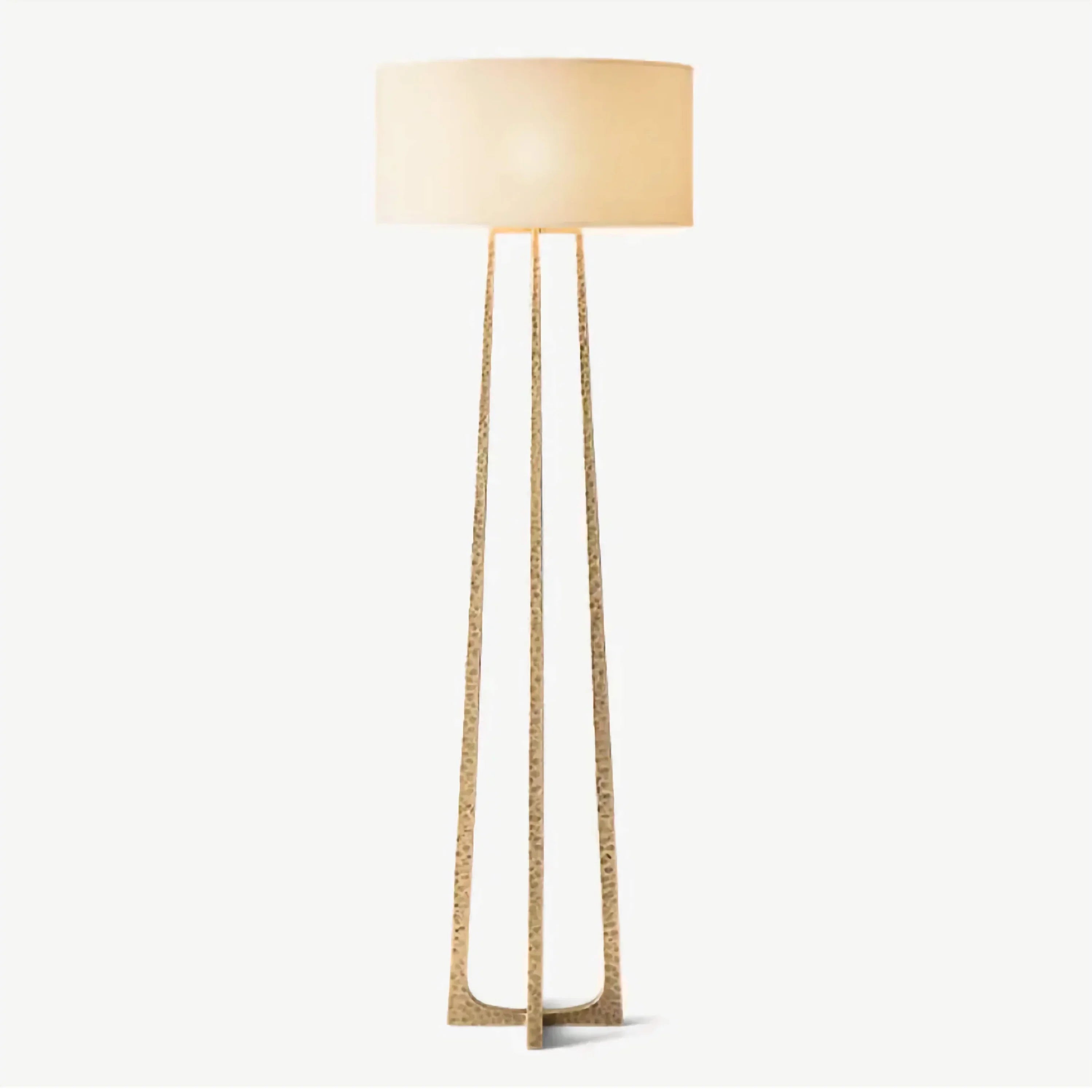 Hand Forged Iron Tripod Floor Lamp | Sculptural Drum Shade