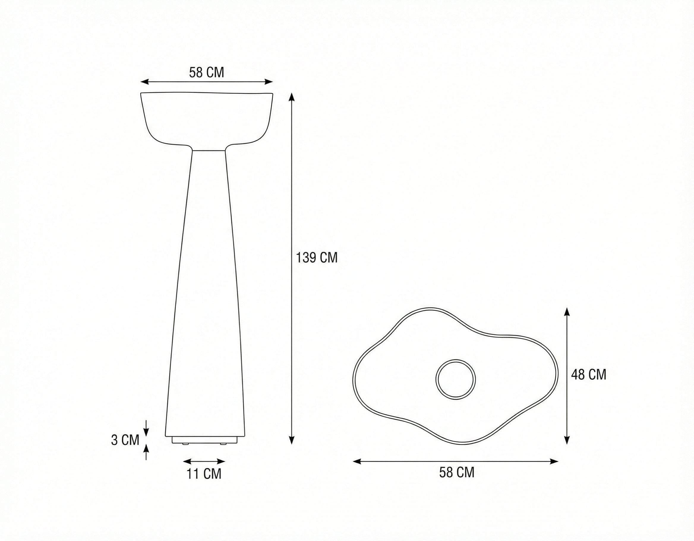 Tall plaster floor lamp full view