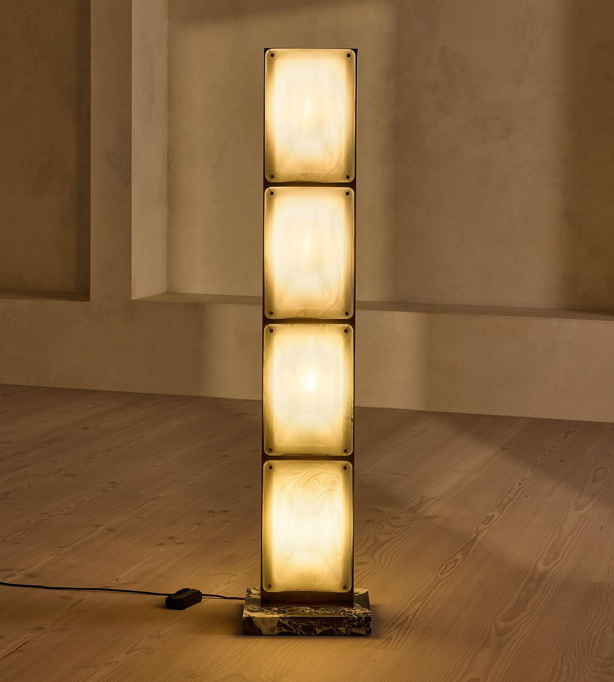 Clear Tapered Glass 4 Light Floor Lamp Brass Base | 160cm Tall E26/e27 Dimmable Option Art Deco Casalola Lights Luxury