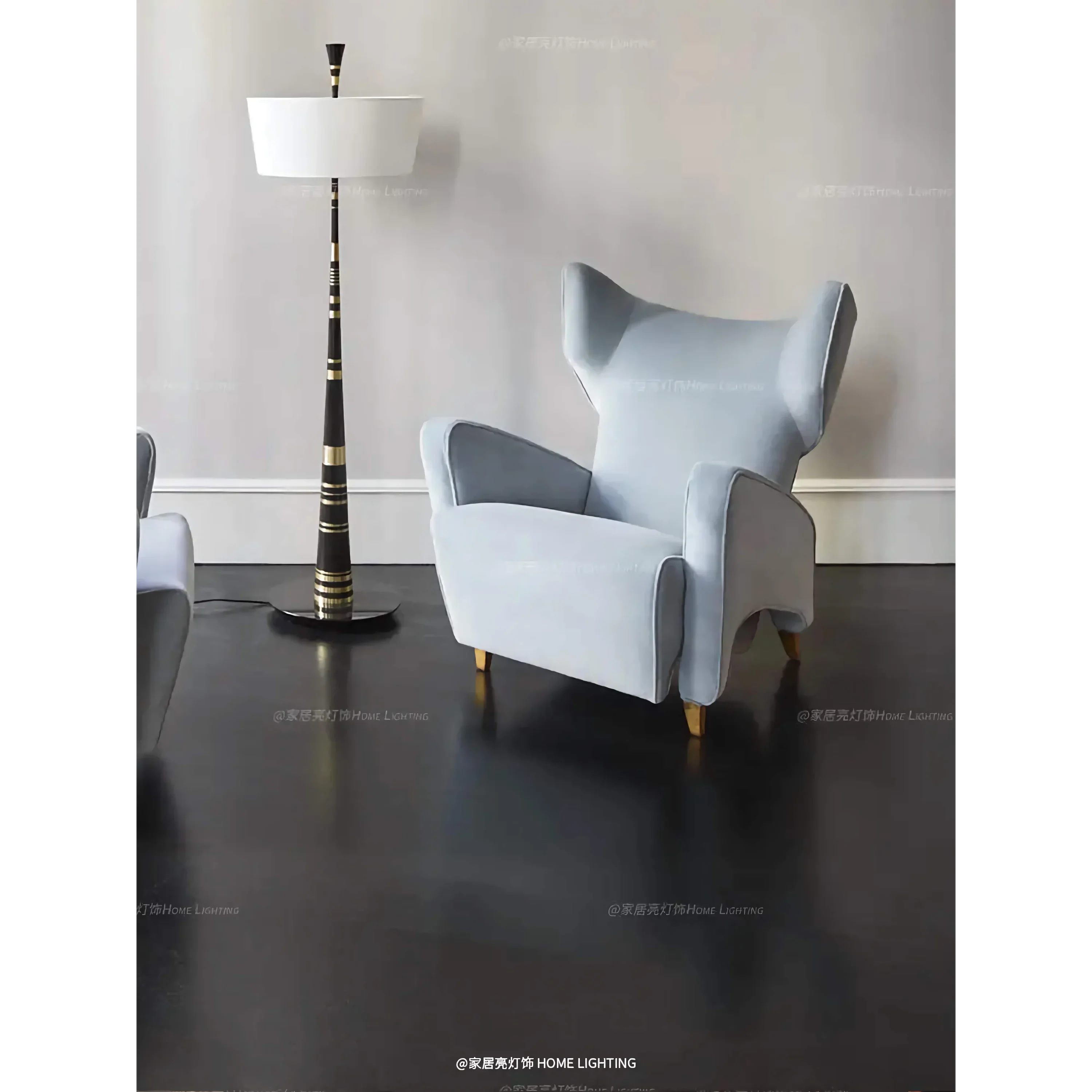Tapered Lacquer & Brass Floor Lamp | Handcrafted Deco Lighting