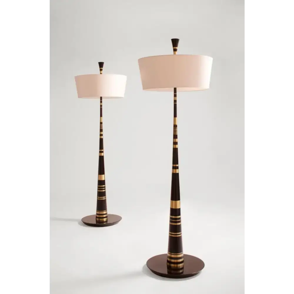 Tapered Lacquer & Brass Floor Lamp | Handcrafted Deco Lighting - Lamps