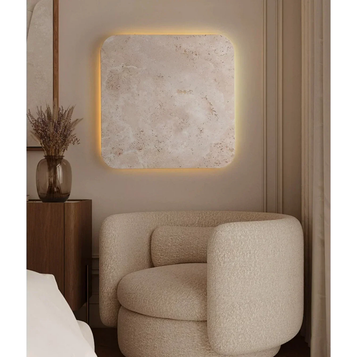 Ip65 Genuine Travertine Outdoor Wall Sconce | Covered Patio Light Porch Large 60cm Stone Panel Casalola Lights Luxury