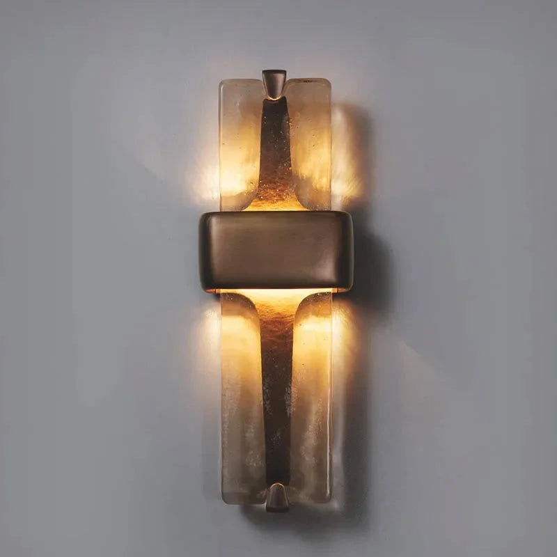Textured Glass & Solid Brass Wall Sconce | Tall Hallway Doorway Pair E12/e14 Bulb 2700k Casalola Lights Luxury Lamps