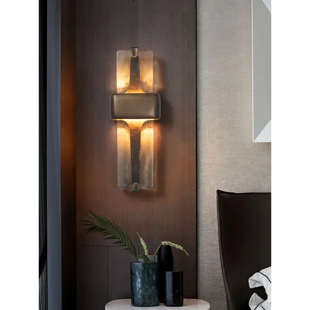 Textured Glass & Solid Brass Wall Sconce | Tall Hallway Doorway Pair E12/e14 Bulb 2700k Casalola Lights Luxury Lamps