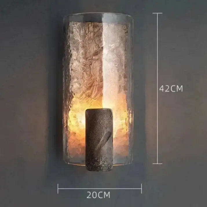 Textured Glass & Cast Steel Wall Sconce | Dimmable Modern Light - Sconces