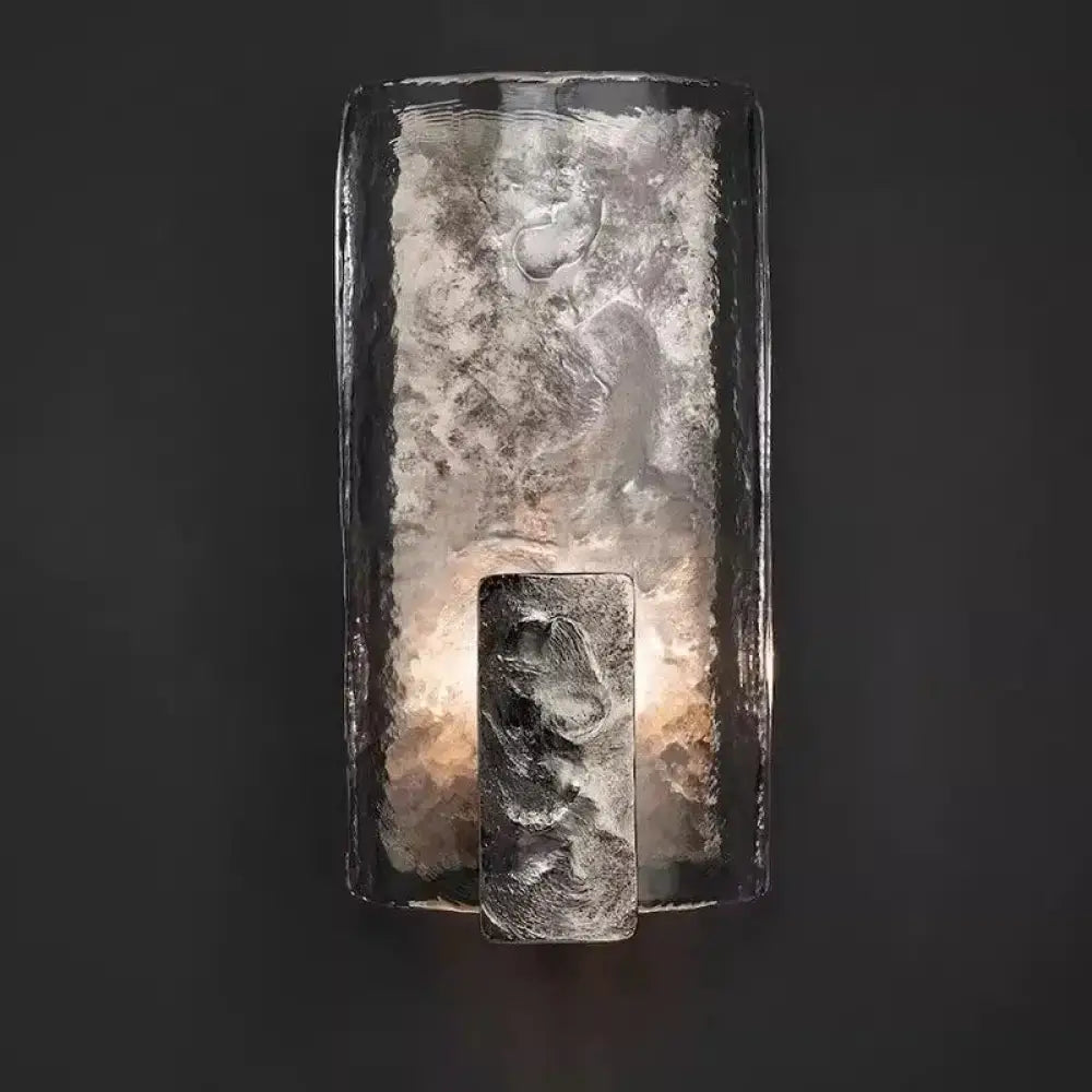 Textured Glass & Cast Steel Wall Sconce | Dimmable Modern Light - Sconces